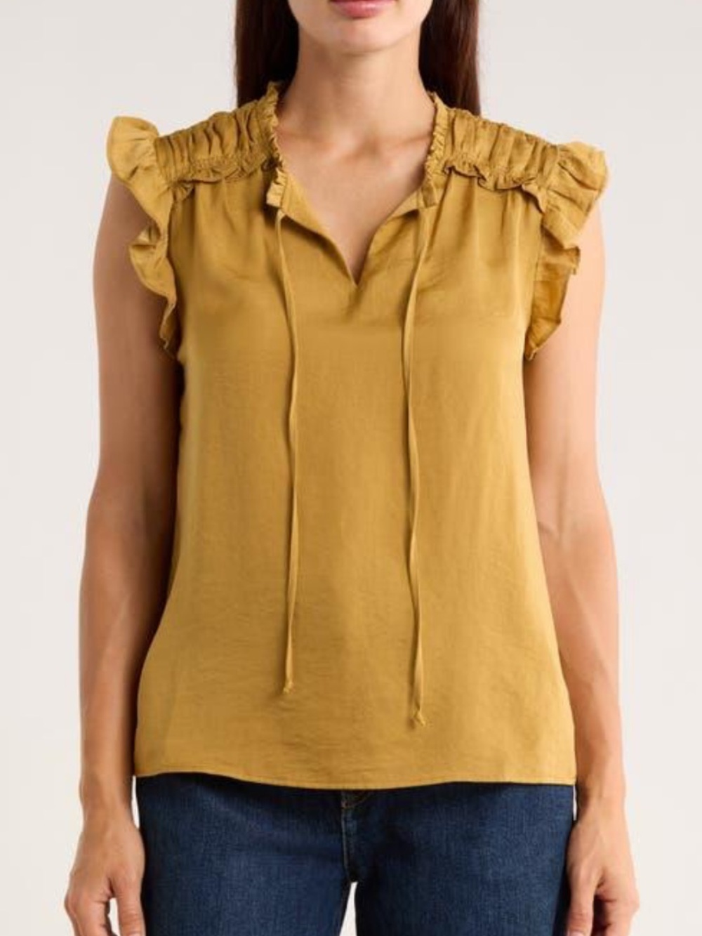 DR2 Golden Champs Ruffle Sleeve Blouse NWT Sz S
